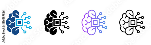Artifical Intelligence Icon Multiple Style Vector Illustration
