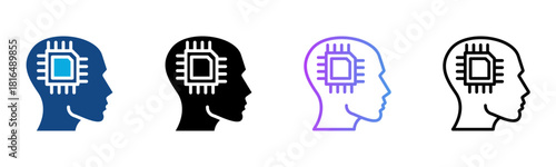 Cybernetics Icon Multiple Style Vector Illustration
