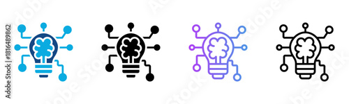 Deep Learning Icon Multiple Style Vector Illustration
