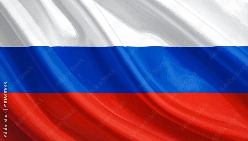 Fototapeta premium Smooth Waving Flag of the Russian Federation Fabric Background
