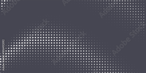 Triangular Halftone Texture Retrowave Vector Geometric Technology Abstract Background. Half Tone Triangles Retro Colored Pattern.