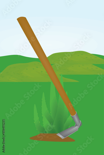 Metal garden hoe. vector illustration	
