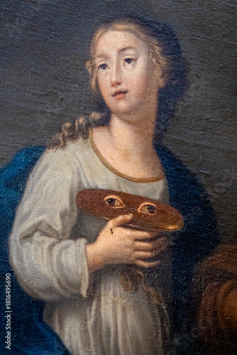 Painting (19th century) of Saint Lucy. Saint of the Roman Catholic Church.