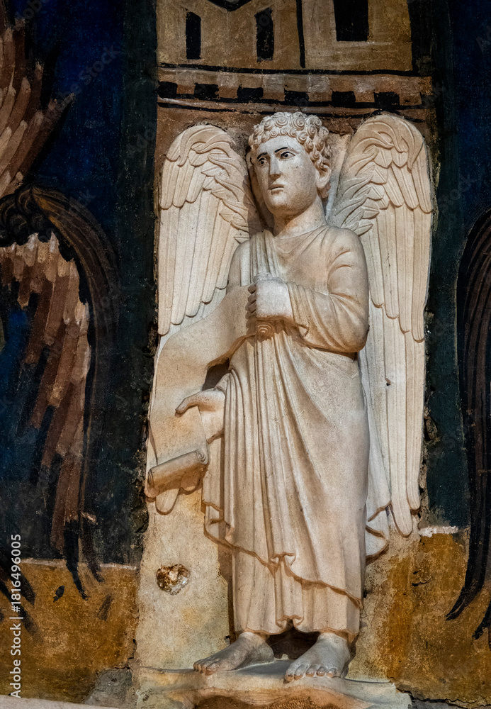custom made wallpaper toronto digitalMarble statue (19th century) of an angel holding scroll.