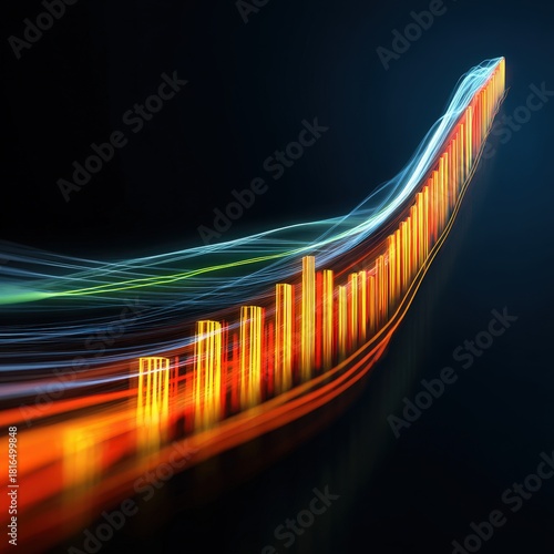 Exponential Growth: Waving Bar Chart Trajectory with Speed Trails