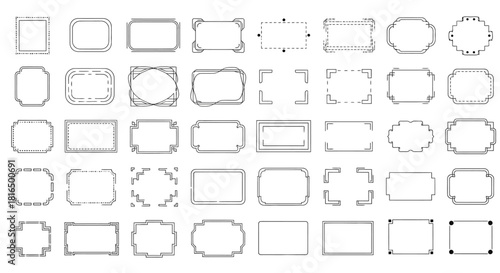 Collection of Decorative Border Frames, Outlined Vector Designs for Elegant Graphics