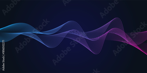 abstract modern colorful wavy line horizontal banner futuristic design background