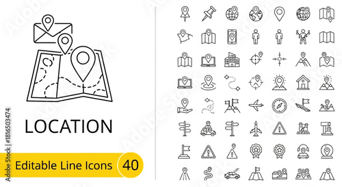 Location Icons Set for Navigation and Travel A Collection of Symbols for Maps, Pins, and Directions