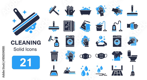 Cleaning Icon Set Housekeeping & Hygiene Symbols for Web and App Design