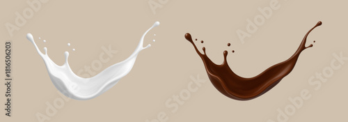 Milk and chocolate splashеs. Vector illustration