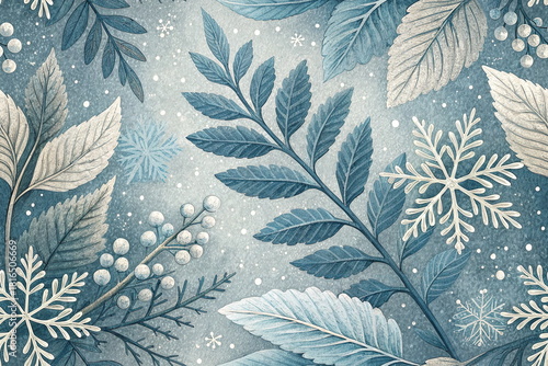 Seamless pattern of frosty botanicals