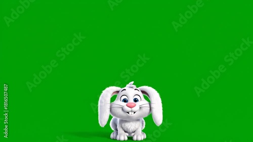 Animated Bunny on Green Screen for Easter and Spring.