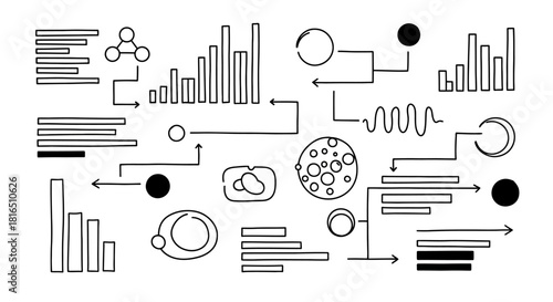 Abstract Data Visualization Elements - Charts, Graphs, and Diagrams.