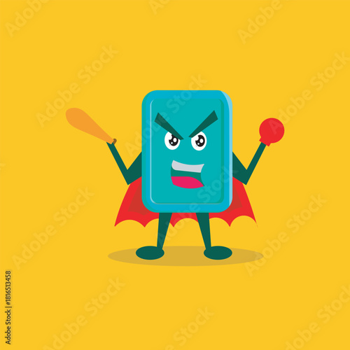 Soap superhero mascot character. Playful soap mascot fighting germs ideal for hygiene campaigns, kids’ health, stickers and apps. Layered EPS/PNG.
