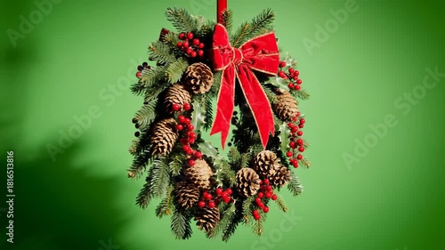 Festive Holiday Wreath Decoration for Christmas and New Year.