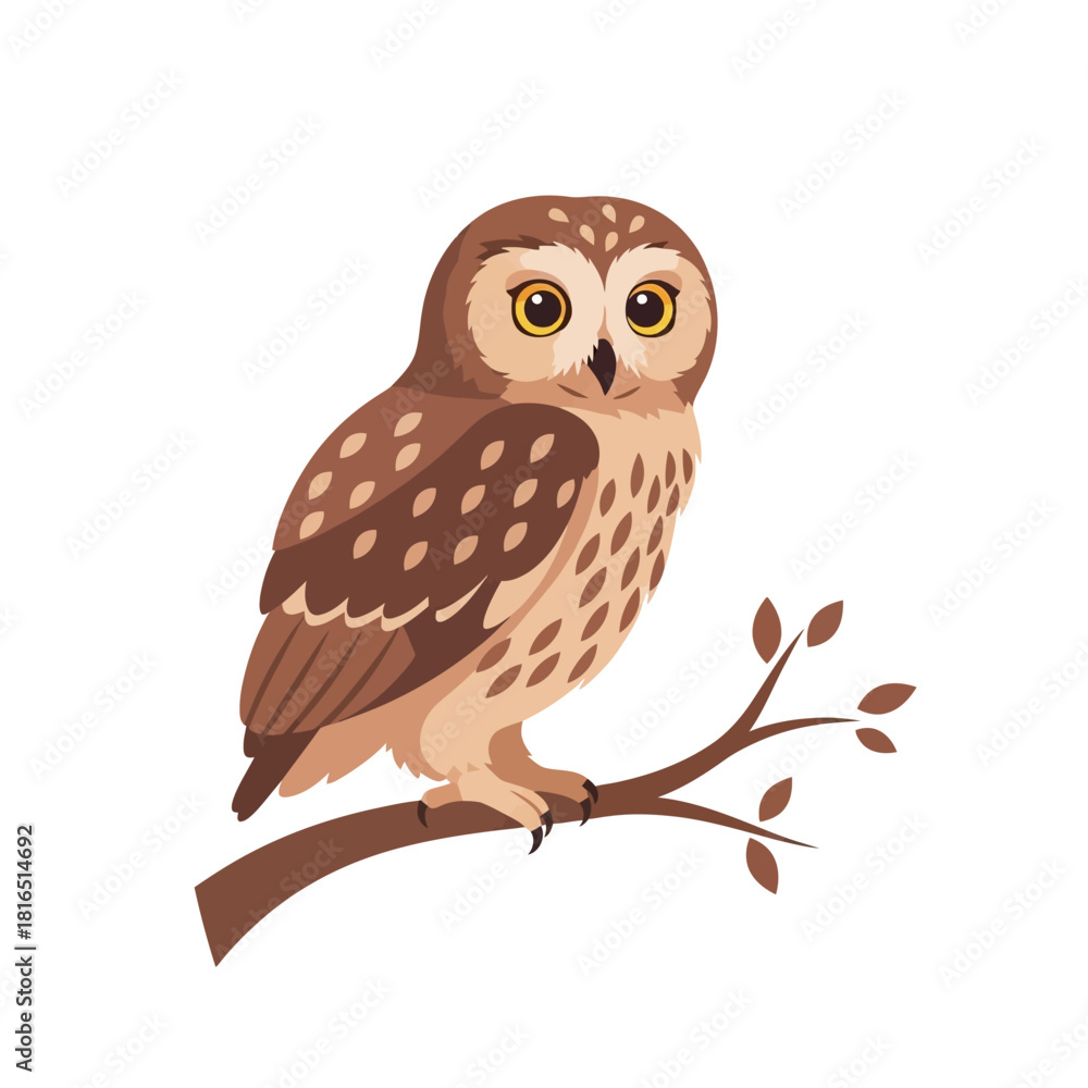 Fototapeta premium Owl perched on a branch looking directly at you.