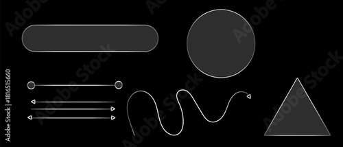 Glassmorphism UI Shapes with Waves and Minimal Elements for Modern App Interface