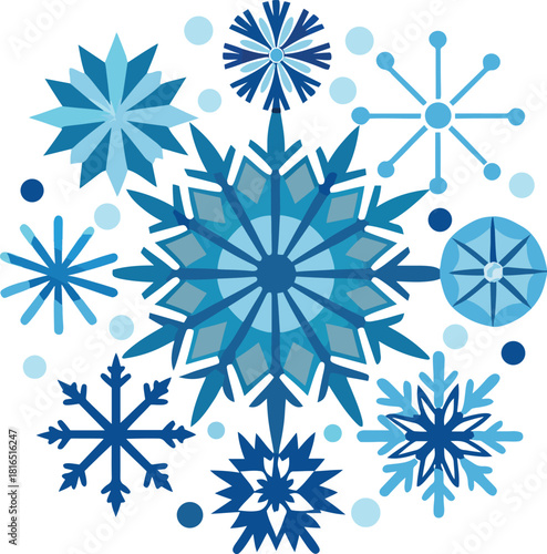 Frosty Snowflake Geometry on White Background