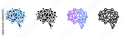 Neural Networks Icon Multiple Style Vector Illustration
