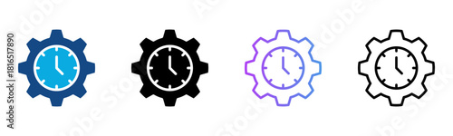Time Management Icon Multiple Style Vector Illustration
