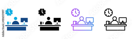 Work Space Icon Multiple Style Vector Illustration
