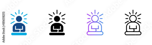 Meditation Icon Multiple Style Vector Illustration
