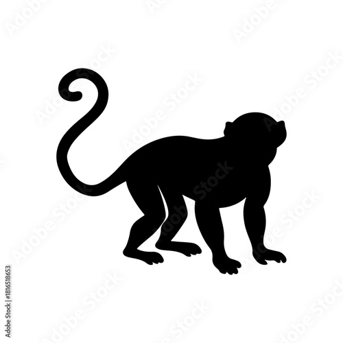 Cute monkey silhouette icon vector illustration on white background