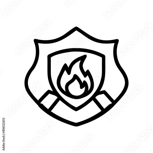 A fire department badge icon bold outline vector illustration design