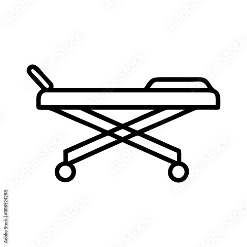A medical stretcher icon bold outline vector illustration design