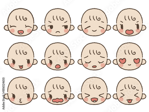 手描きの赤ちゃん表情セット１