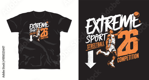Extreme sport streetball design vector graphic for apparel