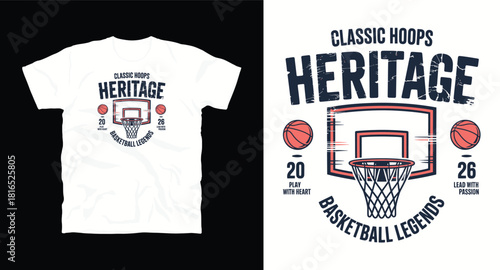 Classic hoops heritage basketball t shirt design concept