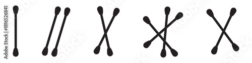 Cotton Swabs Icon Collection – Ear Care and Beauty Tool Symbols