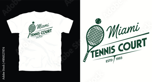 Miami tennis court shirt mockup vector illustration design