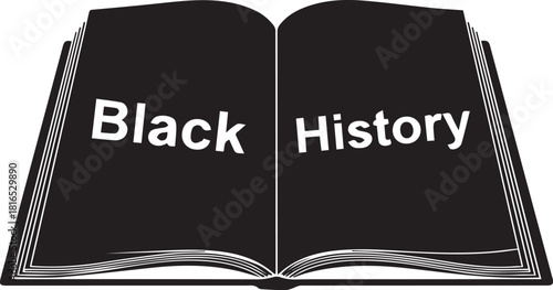 Open book with black history text on pages