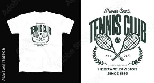 Tennis club logo with rackets and text