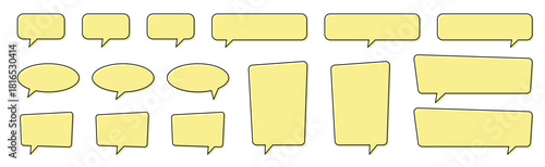 Collection of yellow chat and speech bubbles for messaging, conversation, and communication design