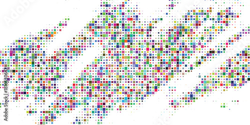 Creative Italy, shape of the country built of colored cells. Digital style map of Italy on a white background. Large size square blocks. vector