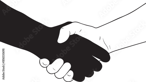 Diverse hands shaking in agreement and partnership