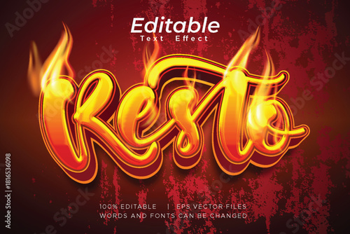 editable chicken text effect with fire decoration