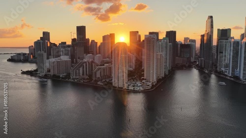 Wallpaper Mural Sunset Skyline At Miami In Florida United States. Sunset City. Stunning Biscayne Bay. Downtown District. Sunset Skyline At Miami In Florida United States. Highrise Buildings. Torontodigital.ca