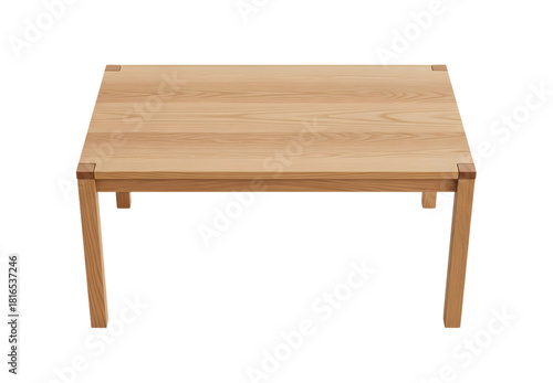 Simple wooden table with four legs on a black background
