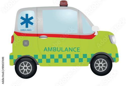 Ambulance car side view. vector illustration	