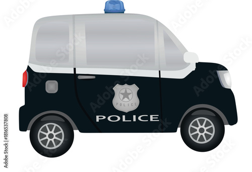Blue police car. vector illustration	
