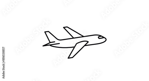 Airplane Line Art Flight Vector Isolated.