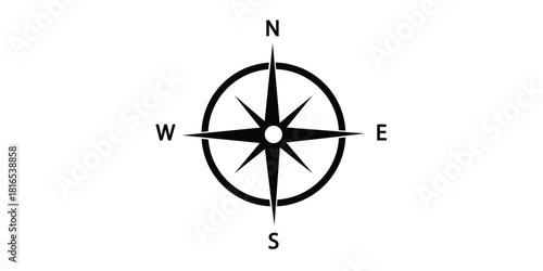 Compass, compass rose, vector magnetic compass trendy style illustration for web and app..eps