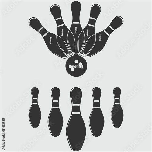 bowling ball and pins