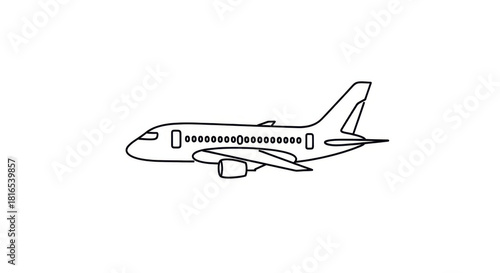 Airplane Outline Plane Vector Isolated.