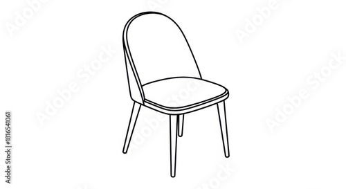 Chair Outline Drawing Isolated on White.