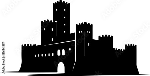 Magnificent Medieval Castle silhouette vector illustration